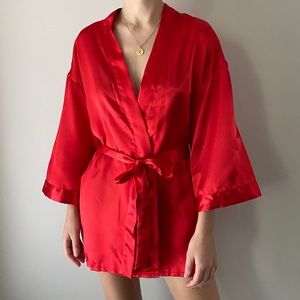 🌟SOLD🌟 Red Silk Robe Cover Up